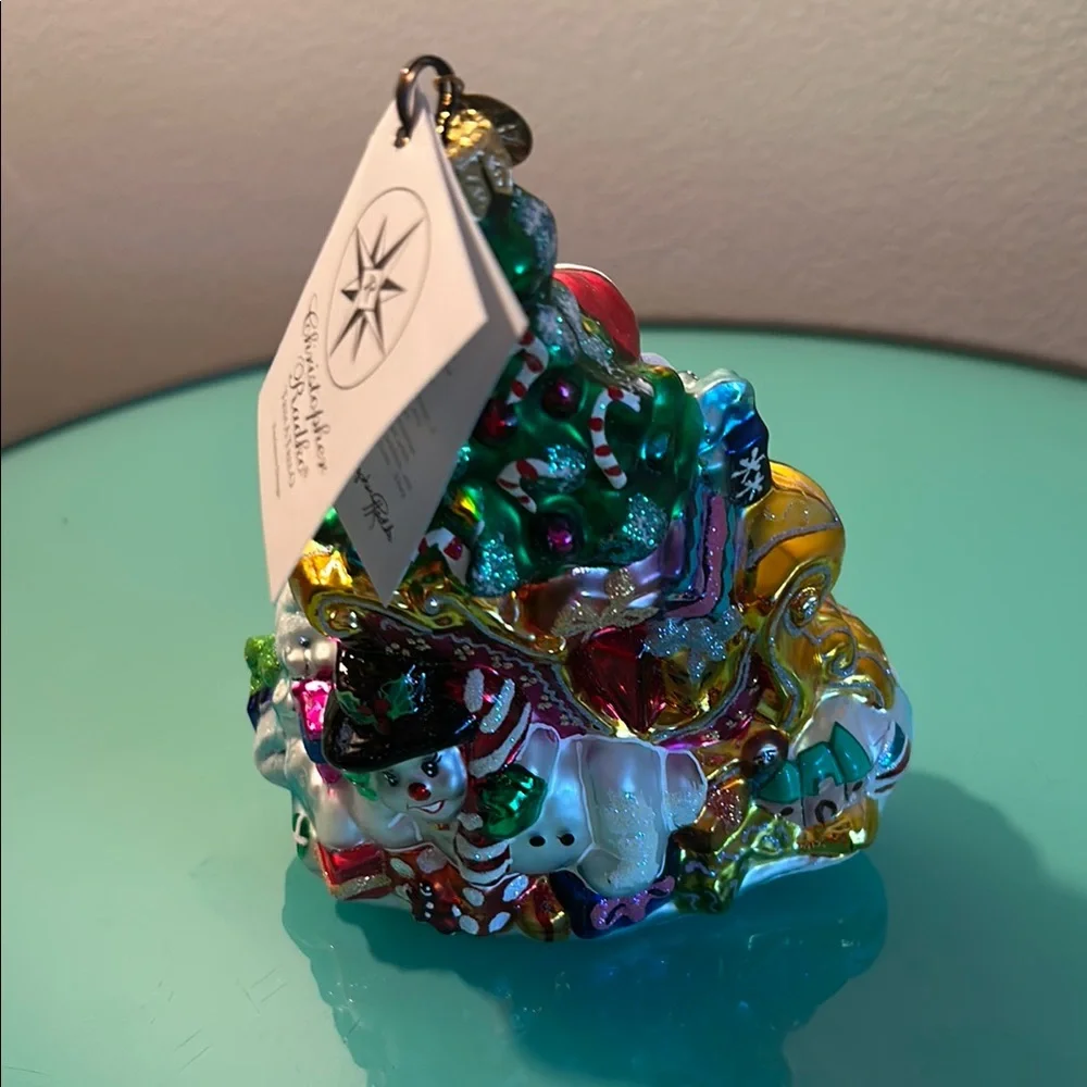 Christopher Radko Santa Sleigh Ornament - Red, Green, Gold